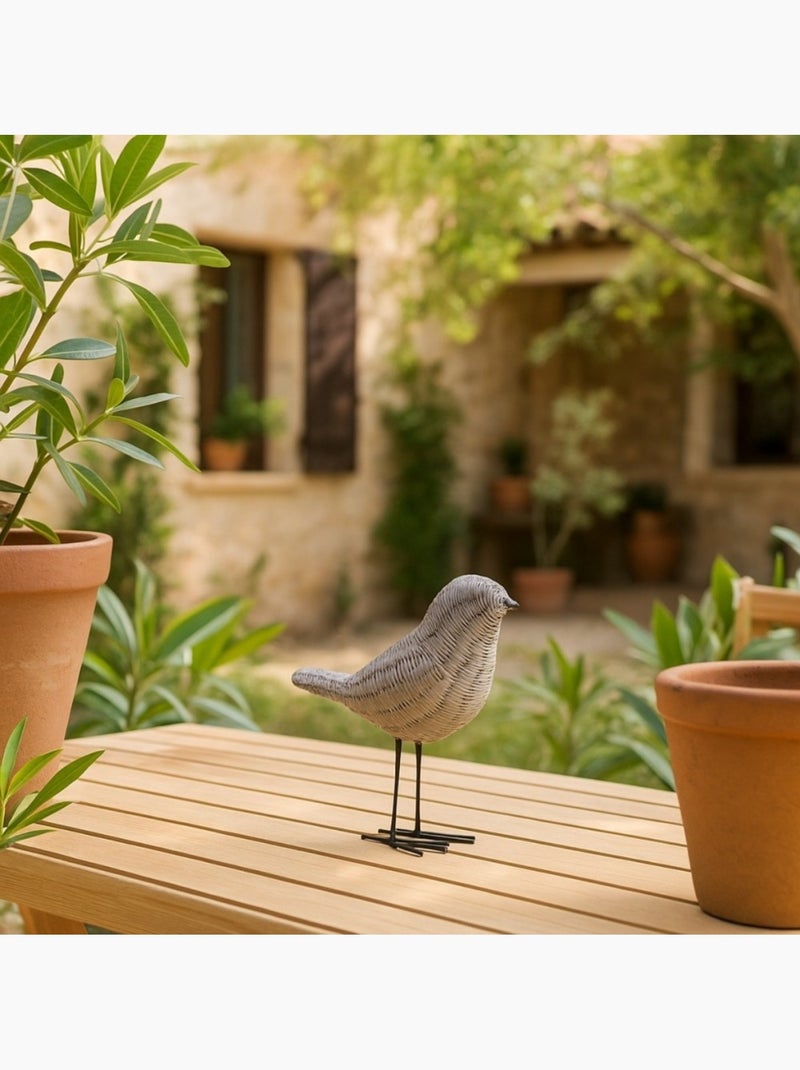 Objet déco oiseau en polyrésine 14cm Gris - Kiabi