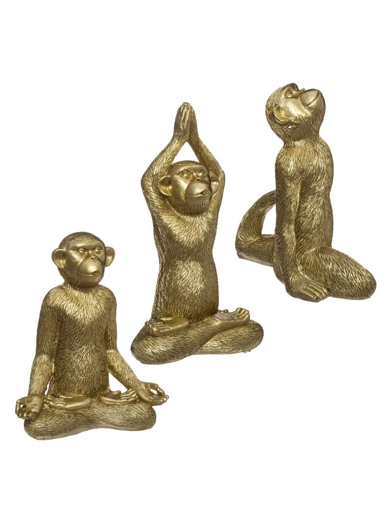 Objet résine singe yoga doré 17 cm X3 Doré/or - Kiabi