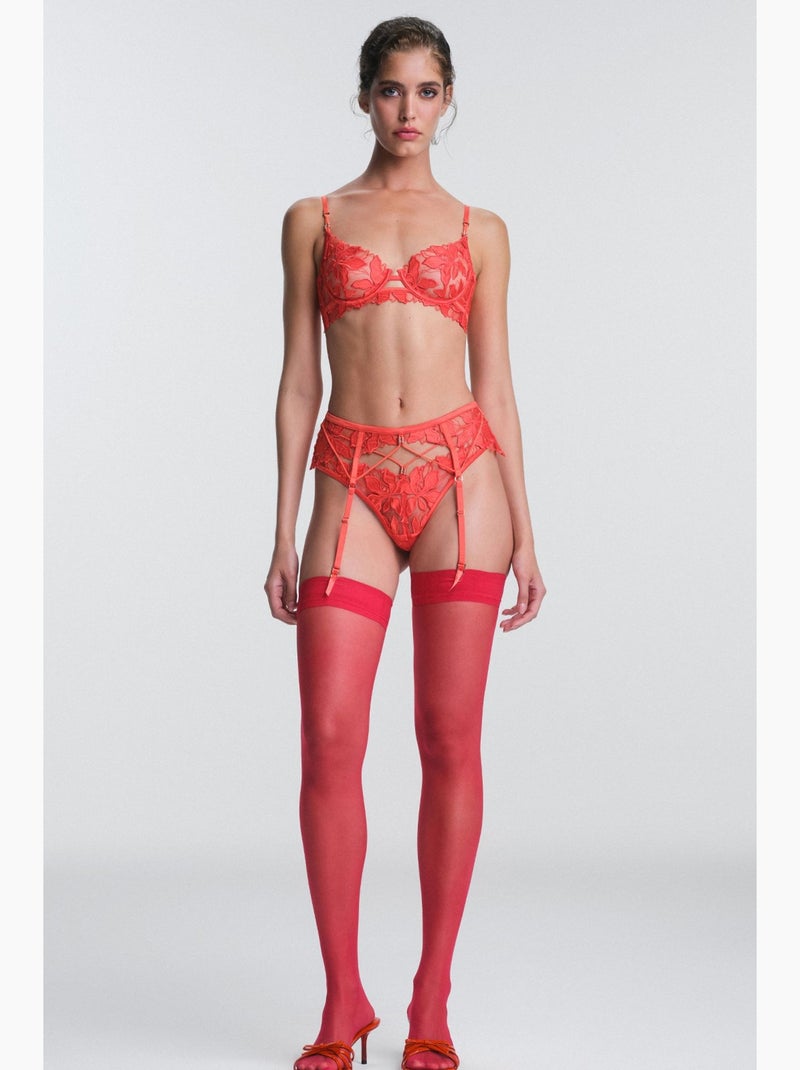 Oden porte-jarretelles en dentelle penti Rouge - Kiabi