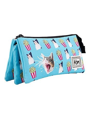Oh My Pop Angry Cat Trousse Triple HS, Turquoise