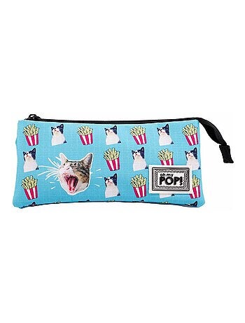 Oh My Pop Angry Cat Trousse Triple HS, Turquoise