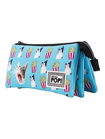 Oh My Pop Angry Cat Trousse Triple HS, Turquoise