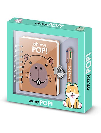 Oh My Pop Capybara Pack de Journal A5 + Stylo 6 Couleurs, Multicolore