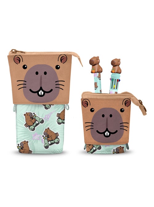 Oh My Pop Capybara Trousse Cute + Stylo 10 Couleurs + Stylo Gel Effaçable, Multicolore - Kiabi