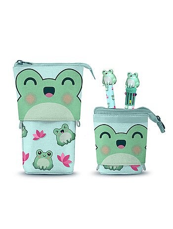 Oh My Pop Froggy Trousse Cute + Stylo 10 Couleurs + Stylo Gel Effaçable, Turquoise