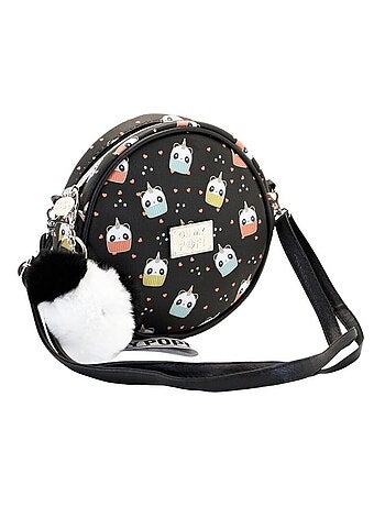 Oh My Pop Pandicorn Sac à Bandoulière Rond, Noir