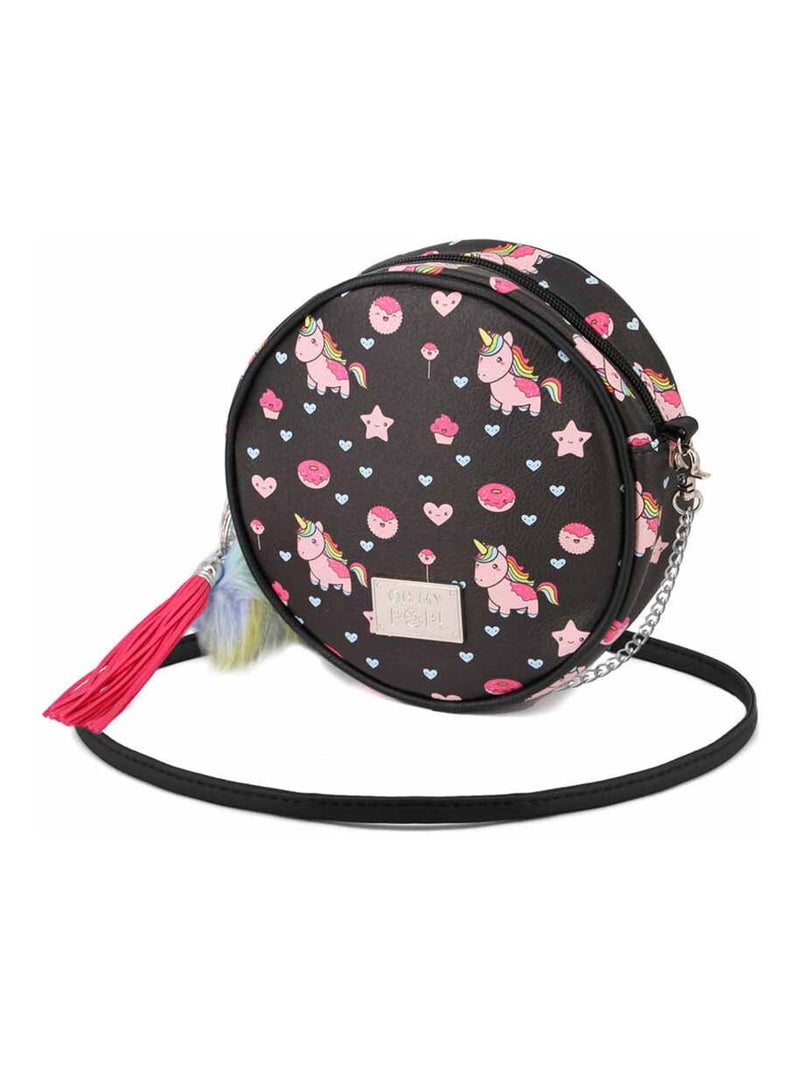 Oh My Pop Popnicorn Sac à Bandoulière Rond, Noir Noir - Kiabi
