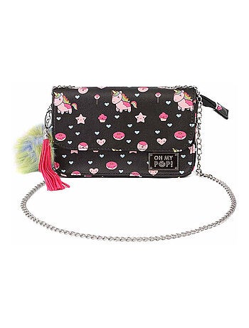 Oh My Pop Popnicorn Sac à Bandoulière Satchel Chaîne, Noir
