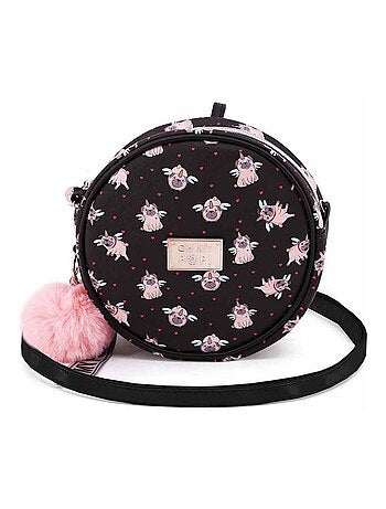 Oh My Pop Pug Sac à Bandoulière Rond, Noir