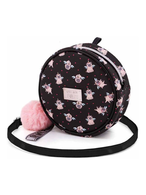 Oh My Pop Pug Sac à Bandoulière Rond, Noir - Kiabi