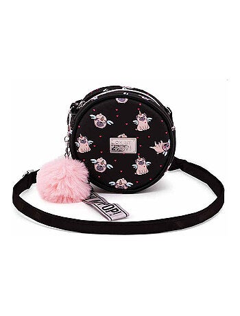 Oh My Pop Pug Sac à Bandoulière Rond Petit, Noir