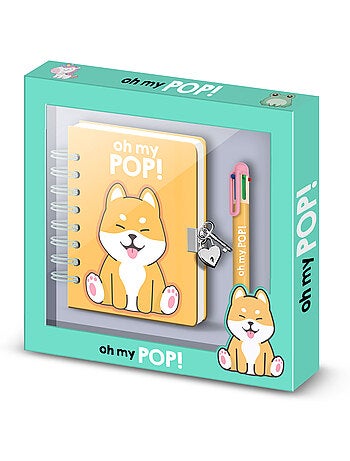 Oh My Pop Shiba Pack de Journal A5 + Stylo 6 Couleurs, Multicolore