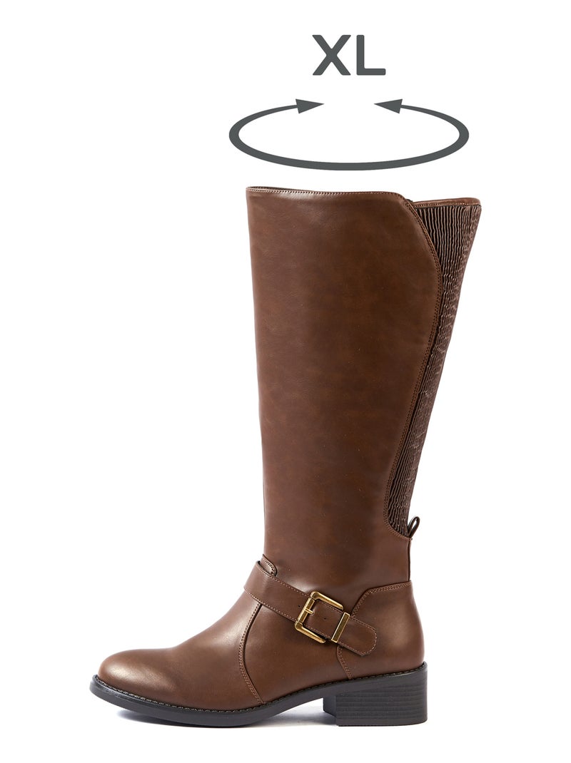 OHC - Bottes XL pour mollets larges - Modele Kiwi Marron foncé - Kiabi