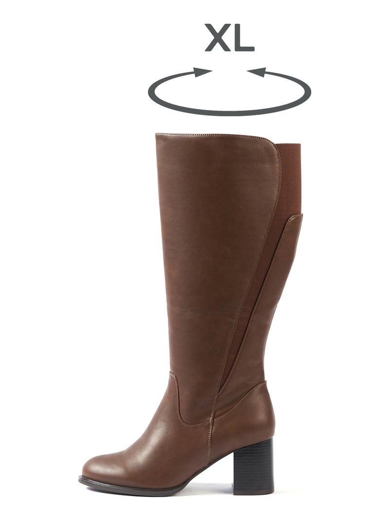 OHC - Bottes XL pour mollets larges - Modele Mango Marron foncé - Kiabi