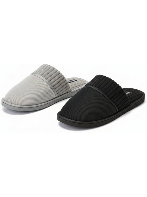 OLIVER GRANT PARIS Pantoufles Mules Homme Côtelées Pack 2 Paires - Kiabi