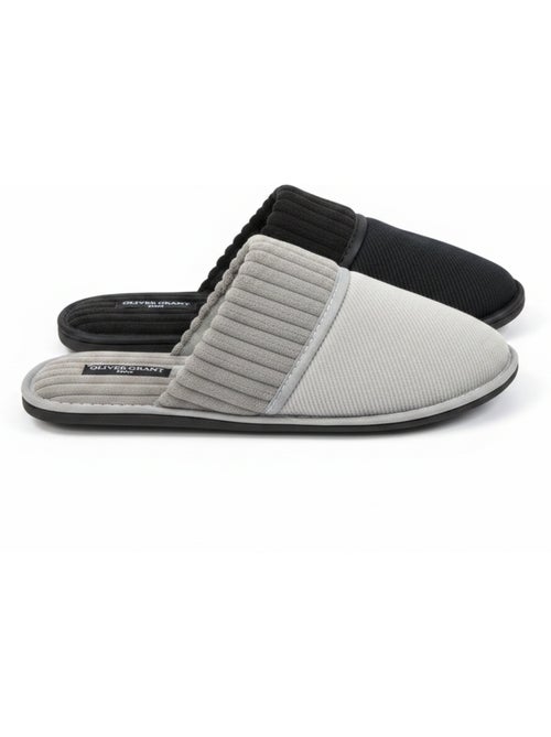 OLIVER GRANT PARIS Pantoufles Mules Homme Côtelées Pack 2 Paires - Kiabi