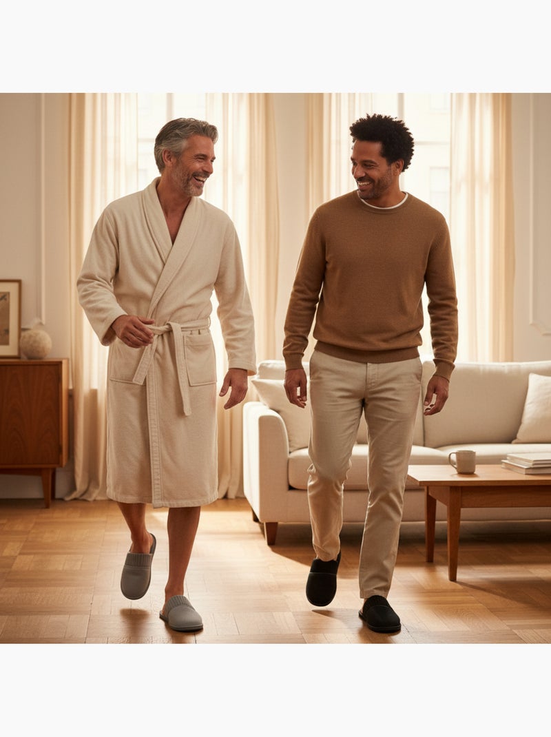 OLIVER GRANT PARIS Pantoufles Mules Homme Côtelées Pack 2 Paires Noir Gris - Kiabi