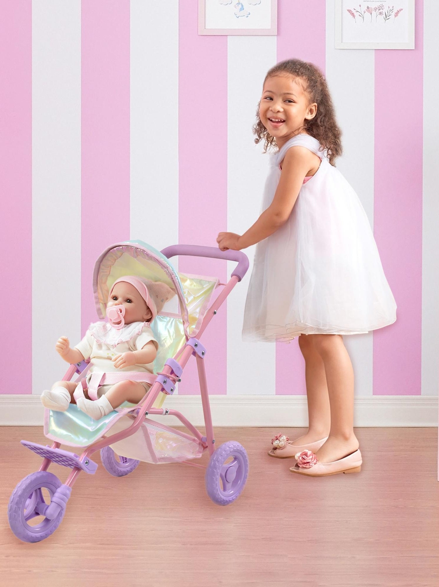 Olivia s Little World Par Teamson Kids Dreamland Landau Poussette Jouet Pour Poupees avec Rangement N A Kiabi 54.99