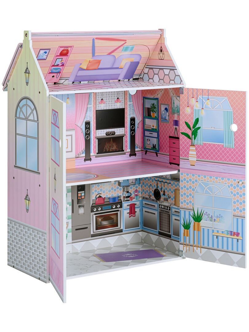 Maison de poupée en bois enfant 3 étages avec 17 accessoires Méditerranéen  Olivia's Little World - N/A - Kiabi - 174.99€