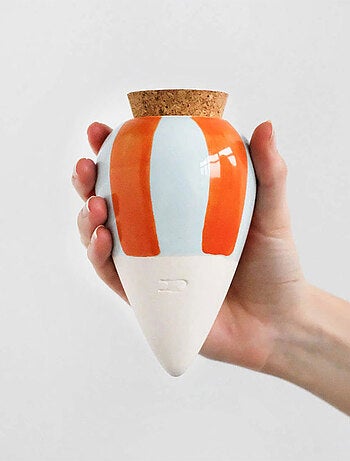 Olla Pépin – Modèle bleu ciel à rayures orange