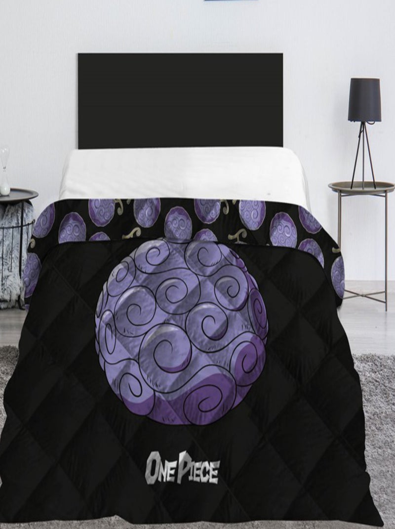 One Piece - Couette Imprimée Réversible, Fruit du Démon - Couvre Lit 240x220 cm Noir - Kiabi