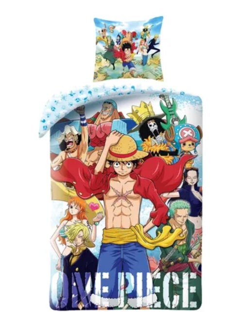 One Piece - Parure de Lit Enfant Réversible Manga Luffy - Housse de Couette 140x200 Taie 63x63 cm - Kiabi