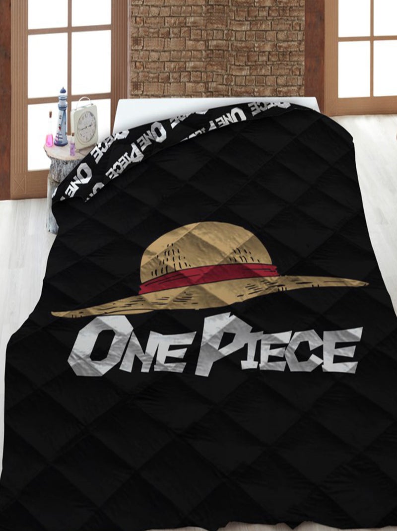 One Piece, Couette Enfant Imprimée Réversible, CHAPEAU DE PAILLE Noir - Kiabi