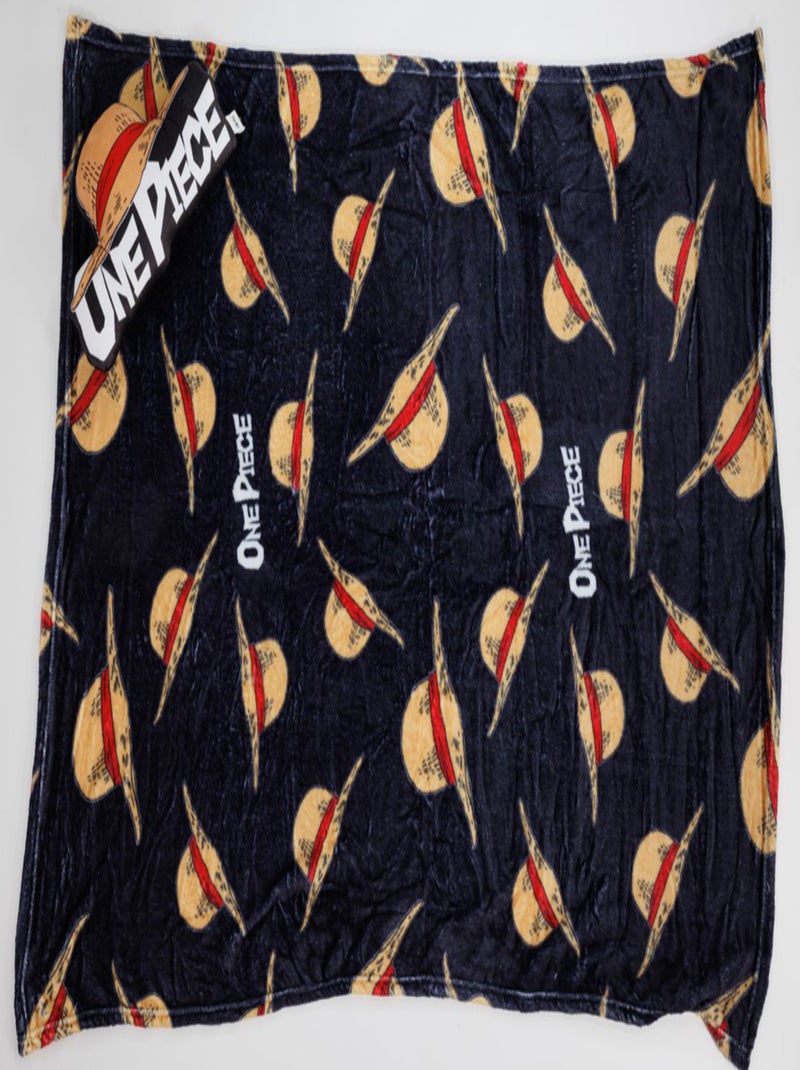 One Piece, Ensemble 2 pièces Plaid 100x140 cm, Coussin Décoratif Assortie Noir - Kiabi