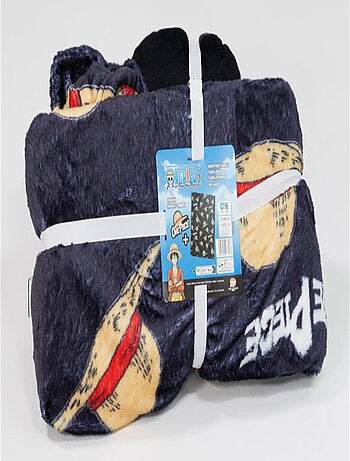 One Piece, Ensemble 2 pièces Plaid 100x140 cm et Coussin Décoratif Assortie, LUFFY