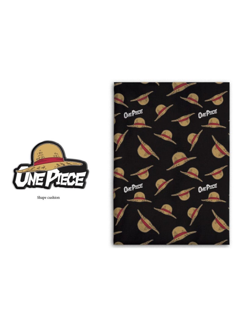 One Piece, Ensemble 2 pièces Plaid 100x140 cm et Coussin Décoratif Assortie, LUFFY Noir - Kiabi