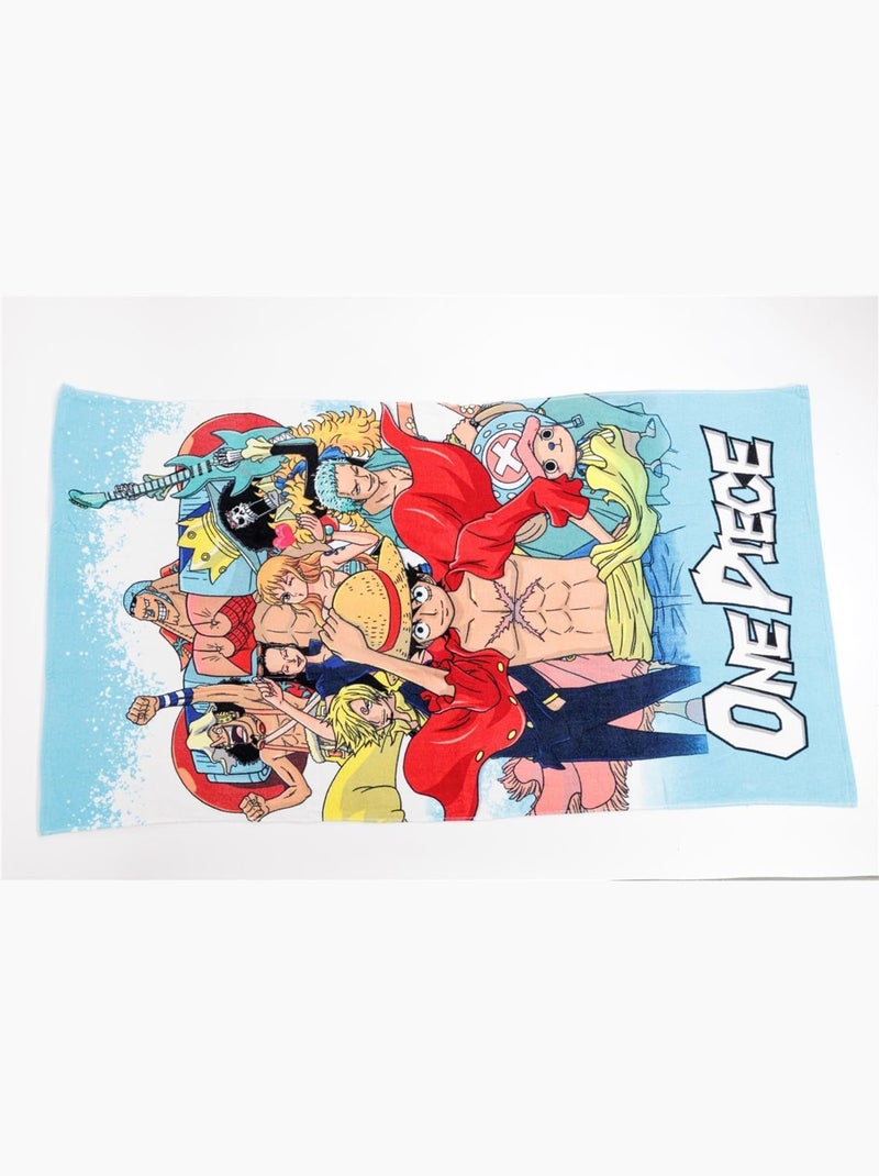 One Piece, Grande Serviette de Bain Enfant Imprimé 100% Coton, LUFFY Bleu Bleu - Kiabi