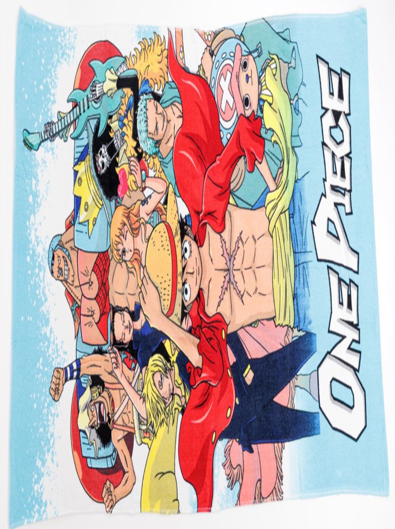 One Piece, Grande Serviette de Bain Enfant Imprimé 100% Coton, LUFFY Bleu - Kiabi