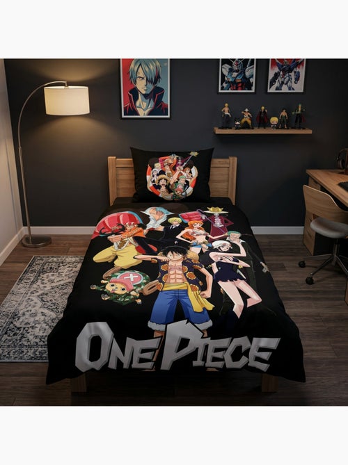 One piece housse de couette 140x200 cm + taie 63x63 gris anthracite - Kiabi