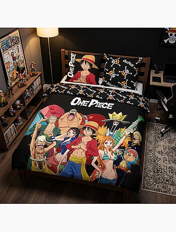 One piece housse de couette 220x240 cm + 2 taies 63x63 noir