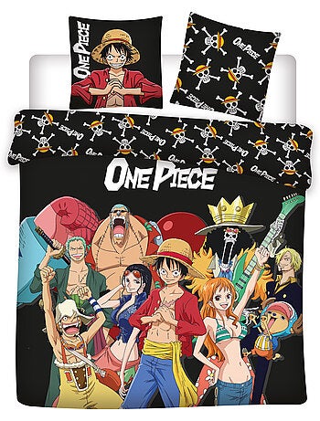 One piece housse de couette 220x240 cm + 2 taies 63x63 noir