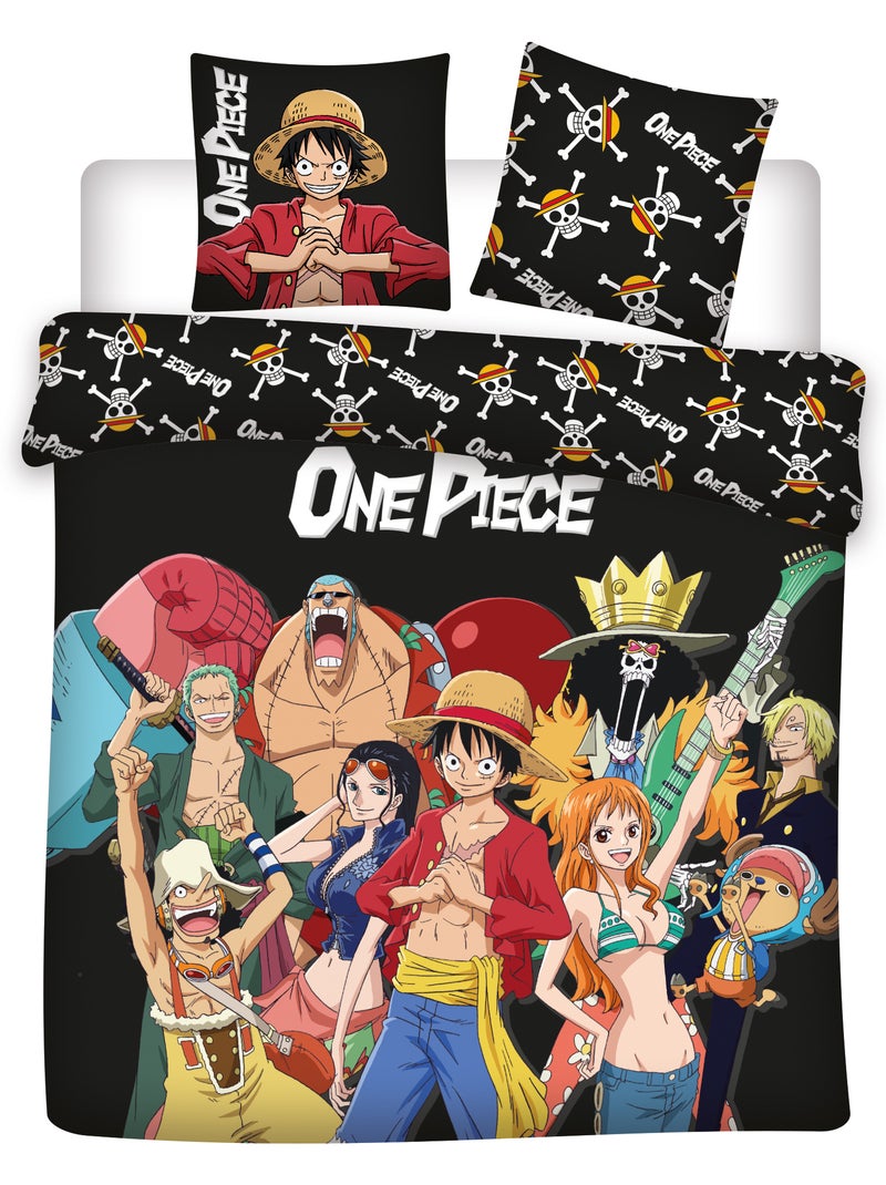 One piece housse de couette 220x240 cm + 2 taies 63x63 noir Noir Bordeaux Noir - Kiabi