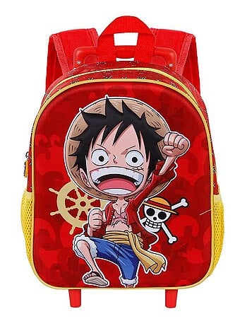 One Piece Luffy Sac à dos 3D à Roulettes Petit, Rouge