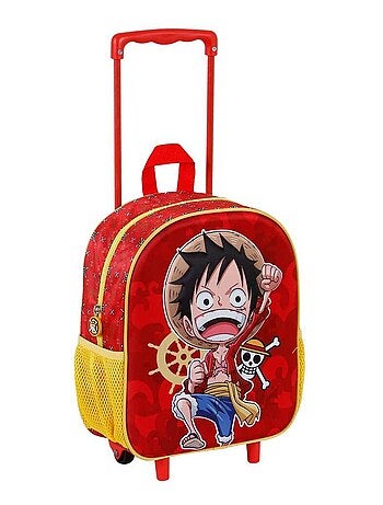 One Piece Luffy Sac à dos 3D à Roulettes Petit, Rouge