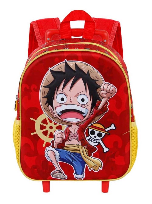 One Piece Luffy Sac à dos 3D à Roulettes Petit, Rouge - Kiabi