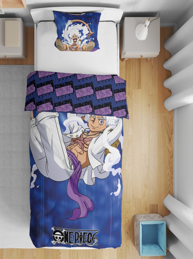 One Piece, Parure de Lit Enfant Imprimée Réversible, LUFFY GEAR BLUE Bleu - Kiabi