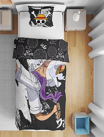 One Piece, Parure de Lit Enfant Imprimée Réversible, LUFFY GEAR