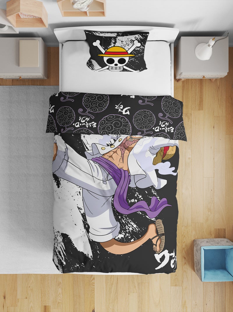 One Piece, Parure de Lit Enfant Imprimée Réversible, LUFFY GEAR Noir - Kiabi