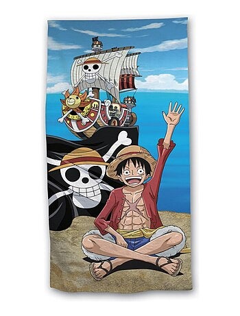 One Piece, Serviette de Bain Enfant Imprimée 100% Coton, LUFFY