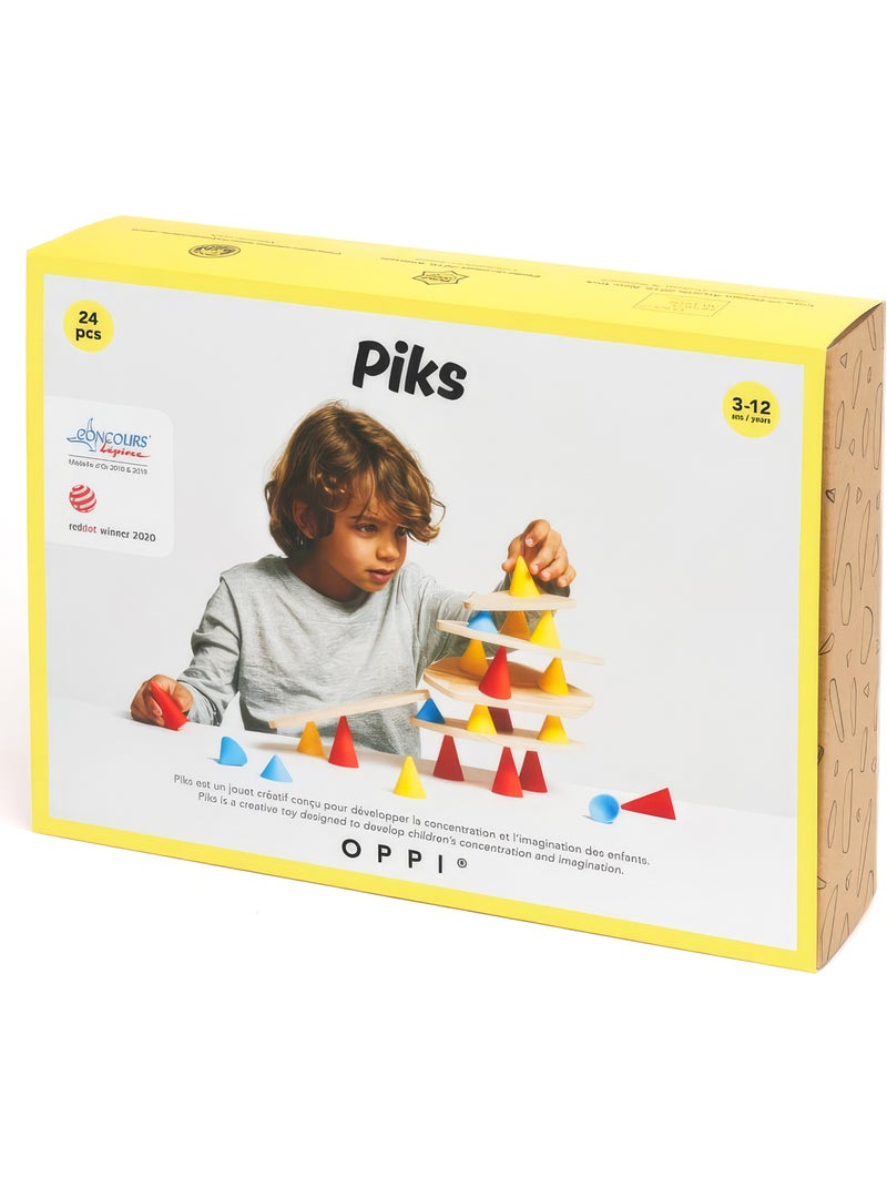 Oppi® | jeu de construction et d'équilibre en bois piks 24 pièces Jaune - Kiabi