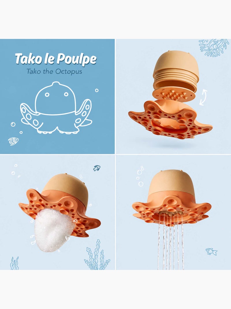Oppi® | jouet de bain bébé mousse et douche de pluie poulpe tako Orange - Kiabi