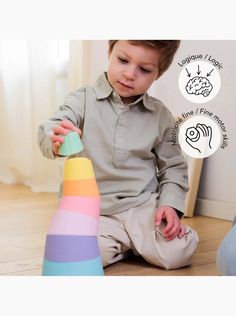 Oppi® | jouet sensoriel pyramide à empiler en silicone stak Multicolore - Kiabi
