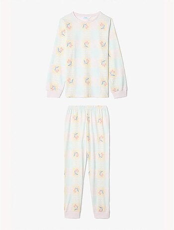 Optic ensemble de pyjama fille à motif floral net, manches longues, 2 pièces penti