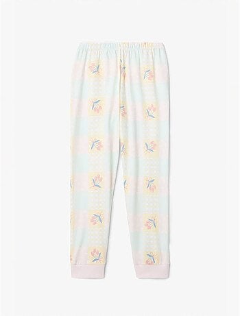 Optic ensemble de pyjama fille à motif floral net, manches longues, 2 pièces penti