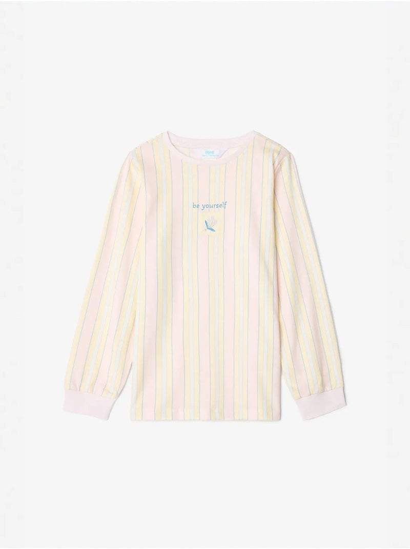Optic ensemble de pyjama fille à motif floral net, manches longues, 2 pièces penti Multicolore - Kiabi