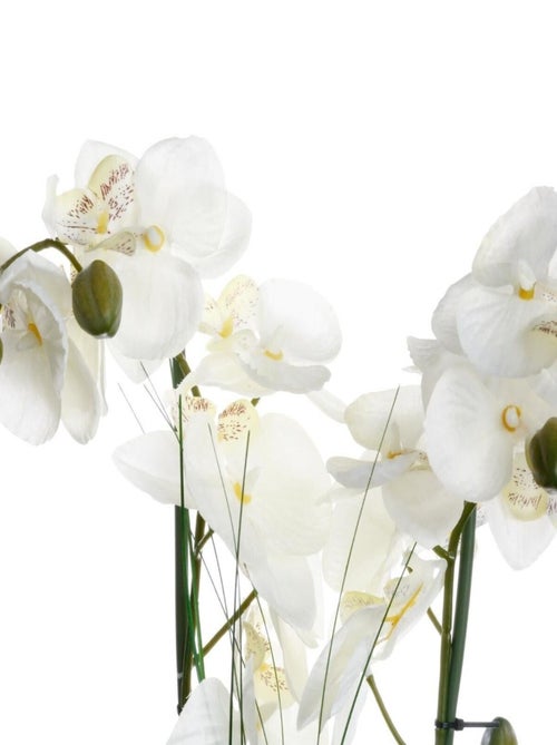 Orchidée artificielle avec vase en céramique blanc - Kiabi